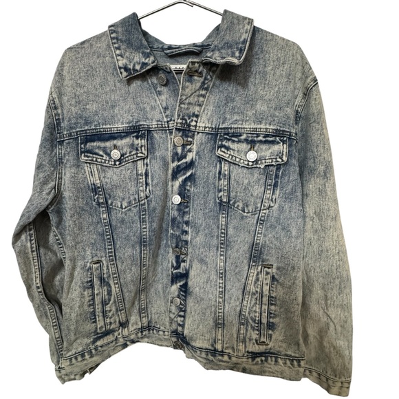 High End PacSun Acid Wash Retro Button Down Denim Jean Jacket Men’s L MINTY - Picture 1 of 5